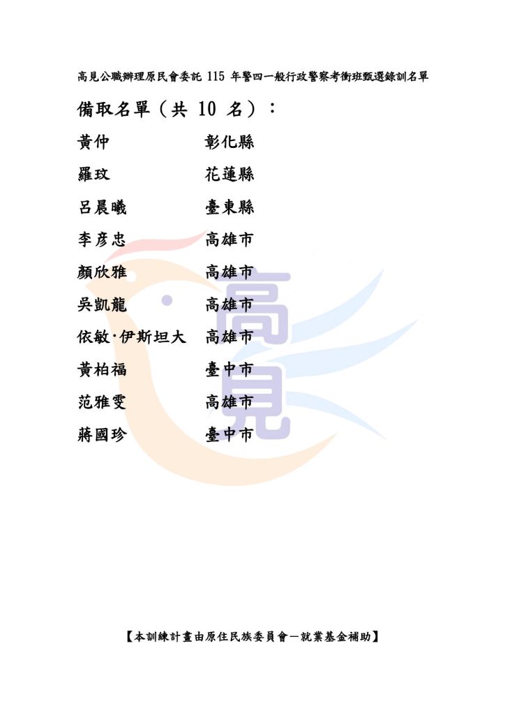 原民班行政警察名單 1