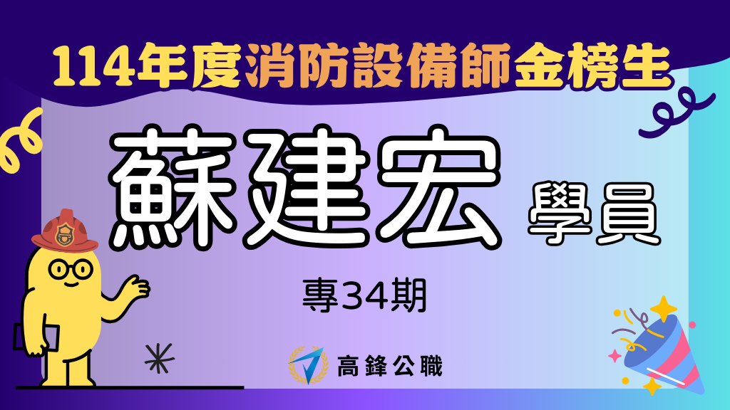 114年度設備師士地政士上榜橫幅圖 蘇建宏